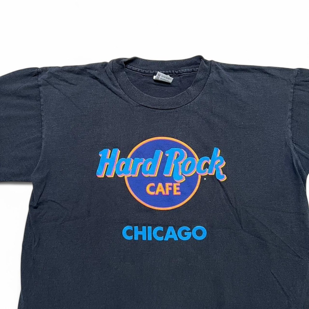 Hard Rock Cafe T Shirt Mens L Black Chicago Vintage Logo Graphic Made in USA - Picture 3 of 7